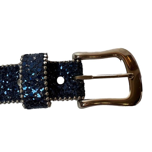 Elite Fresno California  Belt Glitter Blue Rhinestone Buckle Size S